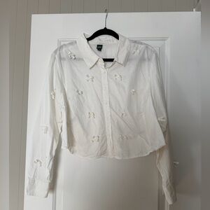 Wild Fable White Button Down Shirt with Bow Details